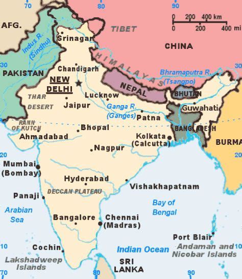 Map of India with Major Cities