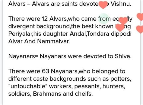 who are the alvars and nayanars? - Brainly.in