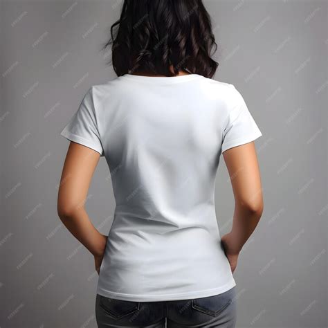 Free PSD | Woman in blank white t shirt mockup for design