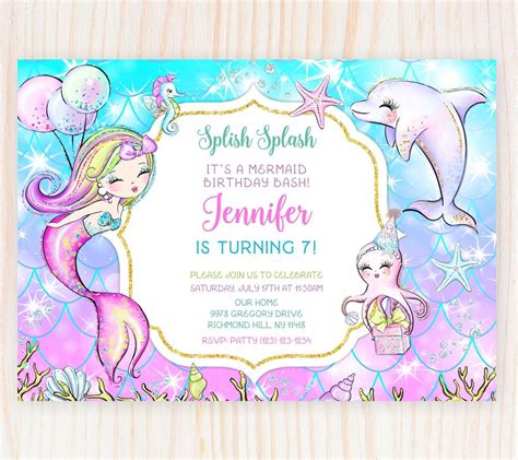 Mermaid Birthday Invitation Template - Edit Online Now with a FREE Demo