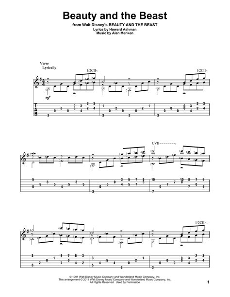 Beauty And The Beast by Alan Menken - Solo Guitar - Guitar Instructor