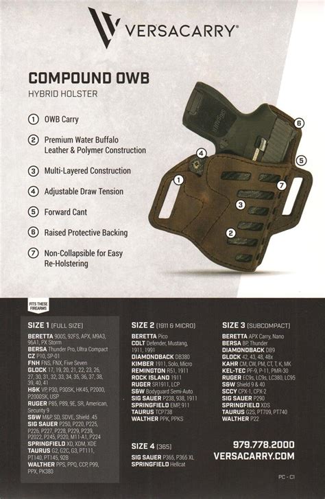 Versacarry C2211-1 Compound OWB Belt Holster, Brown, Right Draw - Size ...