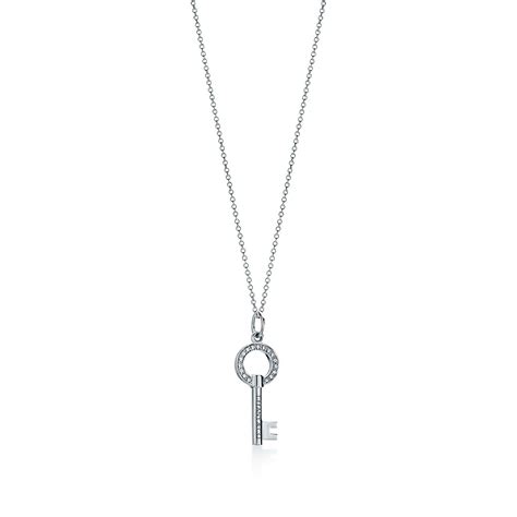 Tiffany Keys modern keys open round key pendant in 18k white gold with ...