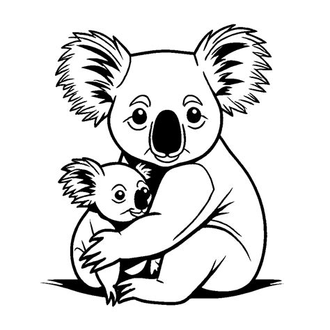 Koala bear with baby koala on back coloring page Lulu Pages