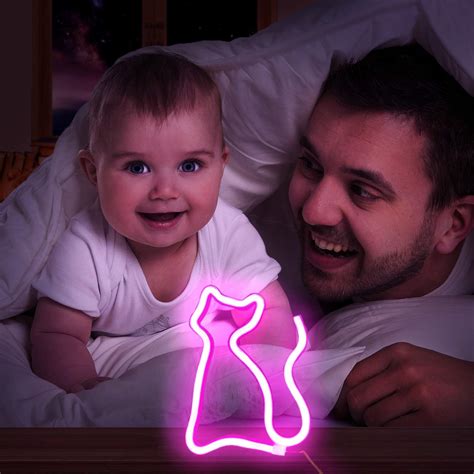 Buy XIYUNTE Cat Neon Sign, Pink Neon Light Signs for Wall Decor, Battery or USB Operated Cat ...