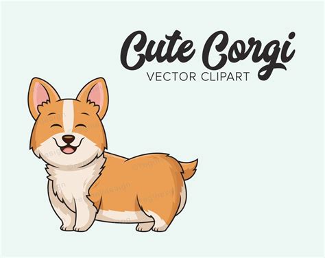 Cute Corgi Vector Clip Art, Digital, Kawaii, Chibi, Clipart, Dog, Puppy, Dogs, Puppies, Sticker ...