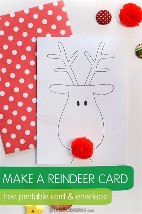 Christmas Reindeer Card Craft Template - free printable - Picklebums