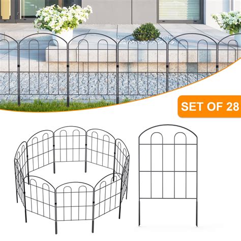 28 Piece Black Metal Tall Garden Fence Panels, Folding Outdoor ...