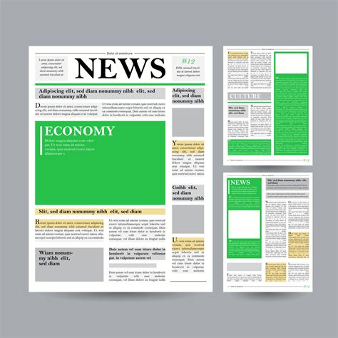 Newspaper Design Template Vector. Financial Articles, Advertising ...