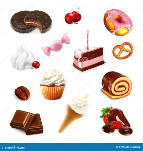 Confectionery, vector set stock vector. Illustration of background ...