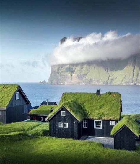 Cottages, Faroe Islands. The Faroe Islands is a self-governing ...