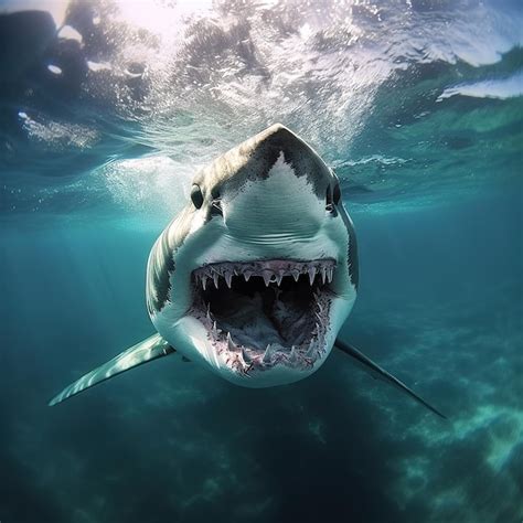 Premium AI Image | Shark Attack in a clear ocean waters