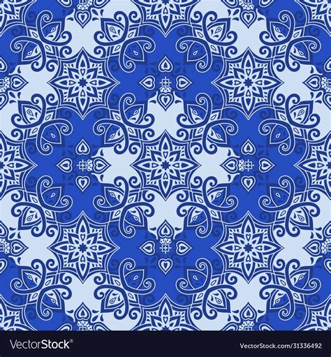 Azulejos tile seamless pattern Royalty Free Vector Image