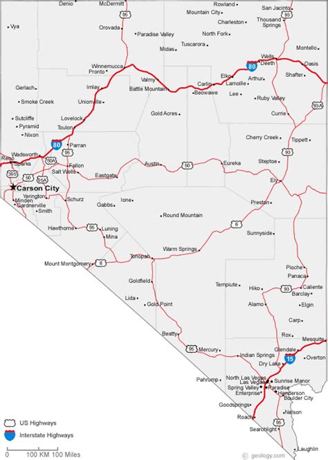 Map of Nevada Cities - Nevada Road Map