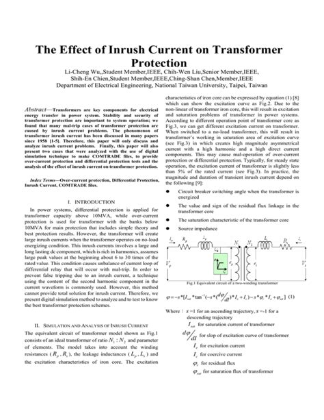 The Effect of Inrush Current on Transformer Protection