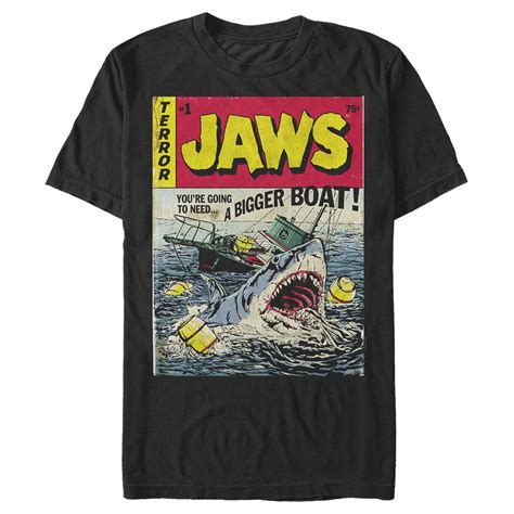 Jaws - Men's Jaws Retro Comic Book Shark Graphic Tee Black X Large ...