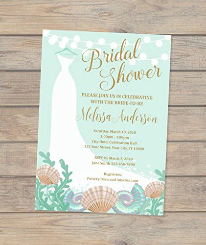 Amazon.com: Beach Theme Bridal Shower Invitation, Wedding Dress and Sea ...