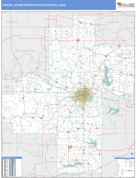 Topeka, KS Metro Area Wall Map Basic Style by MarketMAPS - MapSales