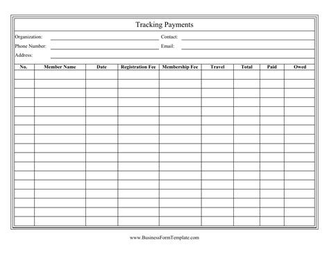 Keeping Track Of Payments Template