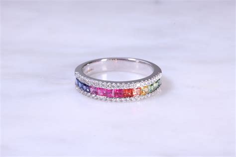 Rainbow Sapphire & Diamond Ring | Lanes Jewellery & Prestige Watches In ...