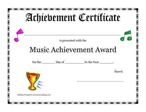 Music Award Certificate Template Free Free To Download And Print. - Printable Templates Free