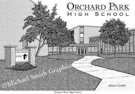 Orchard Park High School wall art print by Michael Smith Graphics