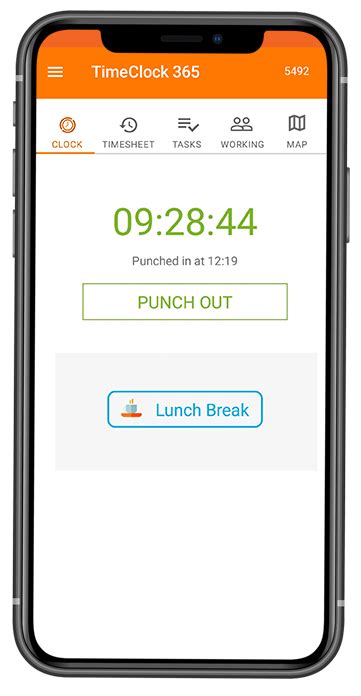 punch-screen-with-phone | Timeclock 365 Time Tracking Software