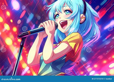 Girl Singing Into Microphone Anime