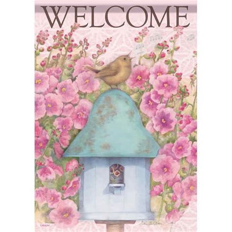 Baby Bird Chorus 28" X 40" House Flag - Welcome, Birdhouse, Flowers - Walmart.com