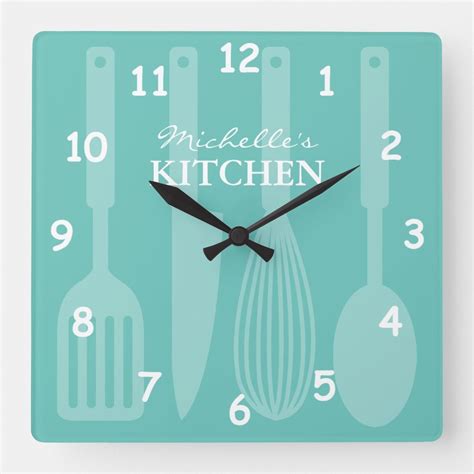 Custom kitchen wall clock with cooking utensils | Zazzle.com in 2021 ...