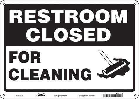 CONDOR Restroom Sign, For Cleaning, Sign Header Restroom Closed ...