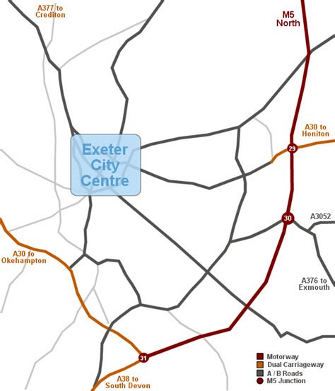 Exeter Motorway Map| Getting to the city centre