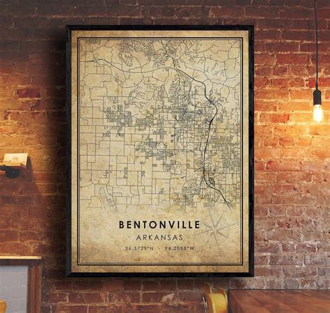 Bentonville Map Print Bentonville Map Arkansas Map Art Bentonville City ...