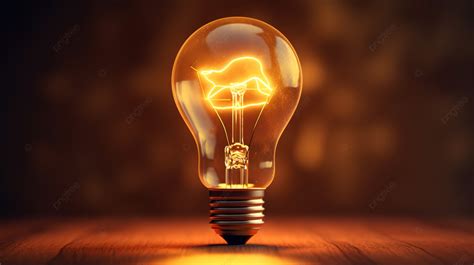 Retro Incandescent Light Bulb Emitting A Golden Glow 3d Rendered Background, Light Reflection ...