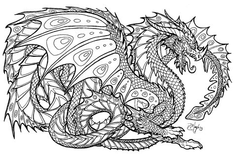 realistic dragon coloring pages for adults | Only Coloring Pages