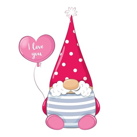 Premium Vector | Cute gnome. happy valentine's day clipart.