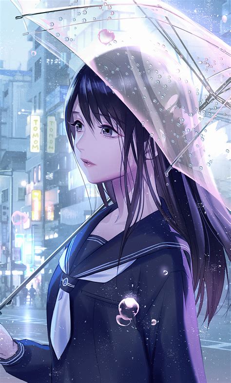 1280x2120 Anime Girl Rain Water Drops Umbrella iPhone 6+ ,HD 4k Wallpapers,Images,Backgrounds ...