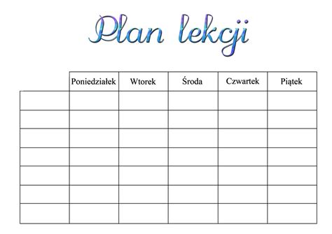 Plan lekcji do wydrukowania – Artofit