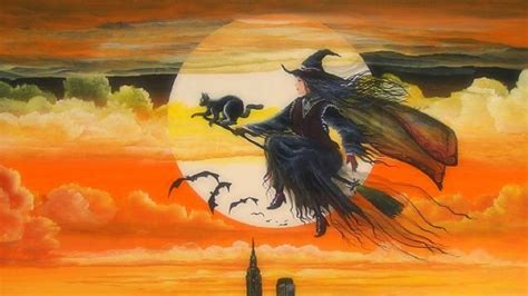 Witch Flying High With Cat Broomstick HD Halloween Wallpapers | HD Wallpapers | ID #43814