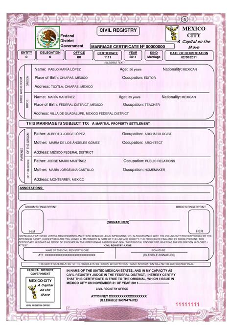 Mexican Marriage Certificate Template Birth Translation Pertaining To ...