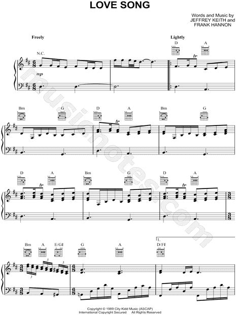 Tesla "Love Song" Sheet Music in D Major - Download & Print - SKU: MN0125665