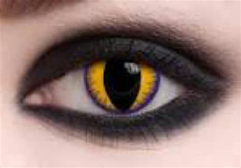 yellow cat eye contact | Cat eye contacts, Halloween eye makeup, Black ...