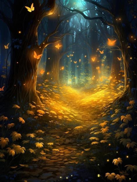 Premium AI Image | the forest path in the night by person