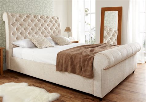 Elegance Upholstered Sleigh Bed - Super King Size Beds - Bed Sizes Cozy ...