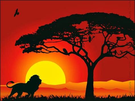 Backdrop Lion King | Sunset painting, Silhouette painting, African ...