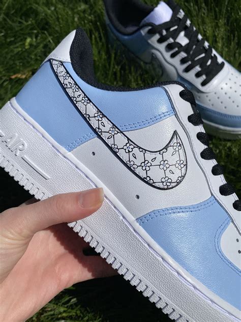 Custom Hand Painted Floral Nike Air Force 1's Blue | Etsy | Nike shoes ...