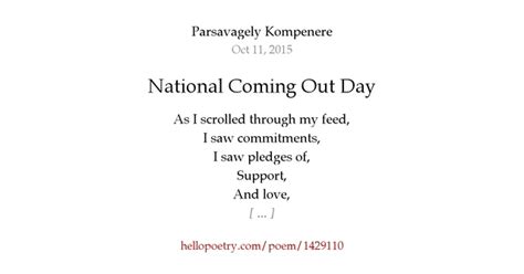 National Coming Out Day by Parsavagely Kompenere - Hello Poetry