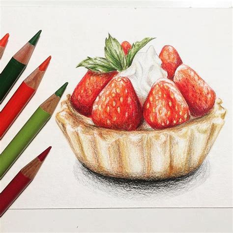 Colored Pencil Dessert Realistic Food Drawings - pic-corn