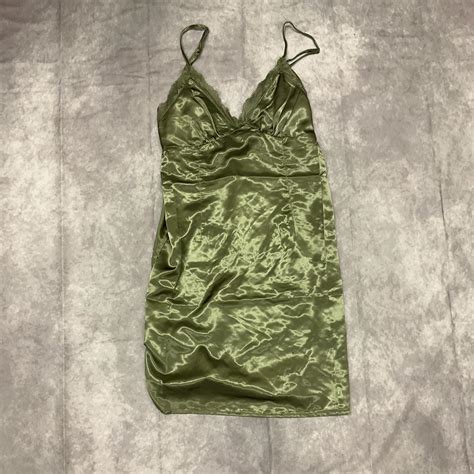 Jade green silk short dress #silk #green #dress - Depop