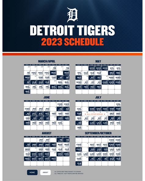 Printable Schedule | Detroit Tigers